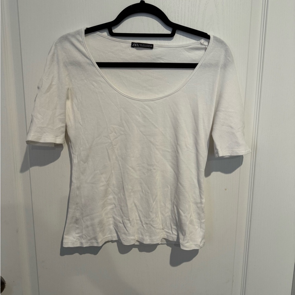 Zara white Short Sleeve Tee - Picture 1 of 3
